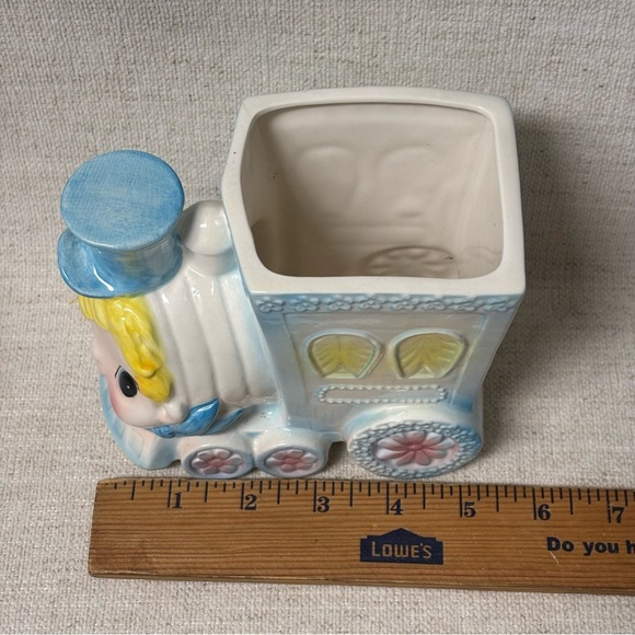 Vintage Boy Train Planter Made in Japan Collectible Home decor Baby Room Decor - Picture 7 of 7
